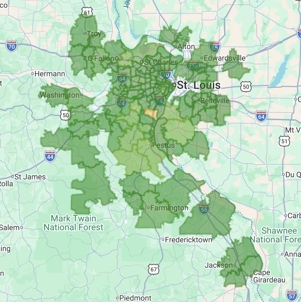 Service Map example 1: St. Louis and surrounding communities