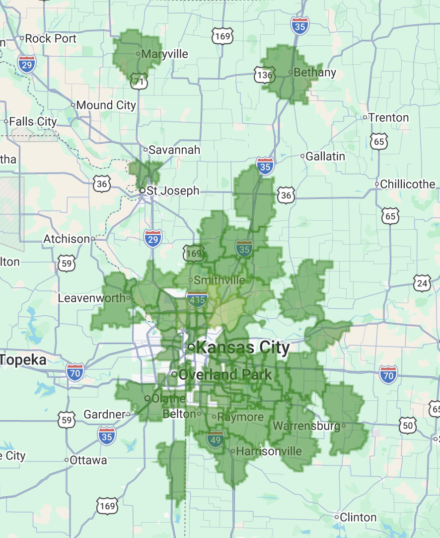 Service Map example 2: Kansas City and surrounding communities